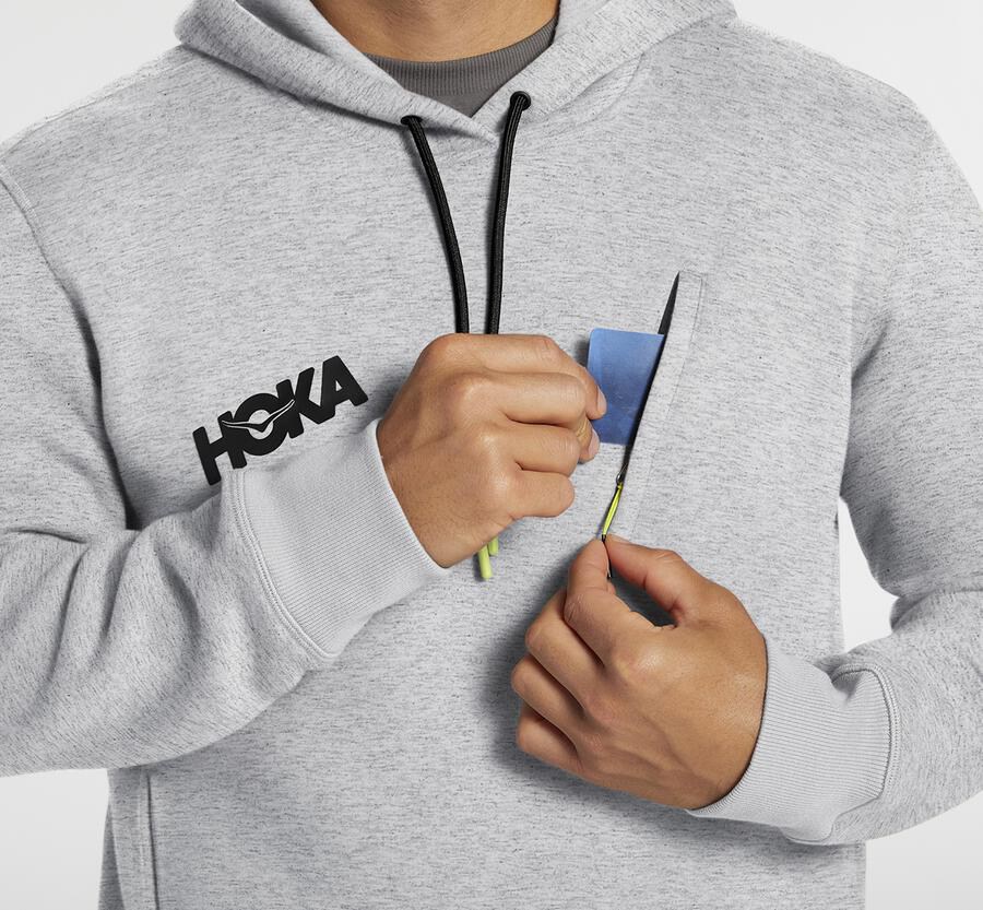 Hoka One One Kapşonlu Sweatshirt Erkek Gri - Performance - KA5802943